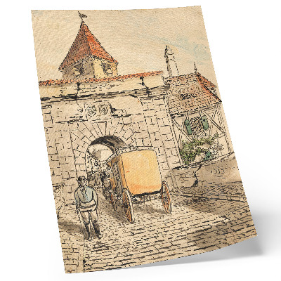 Poster Porta della città con carrozza (lavoro studentesco) di Egon Schiele