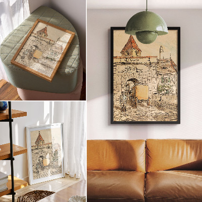 Poster Porta della città con carrozza (lavoro studentesco) di Egon Schiele
