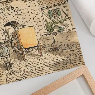 Poster raffigurante Porta della città con carrozza (lavoro studentesco) di Egon Schiele