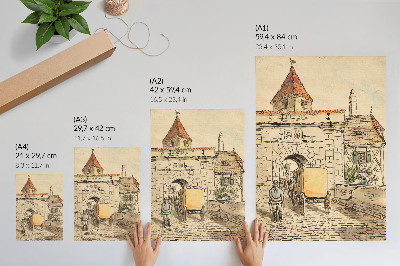 Poster Porta della città con carrozza (lavoro studentesco) di Egon Schiele