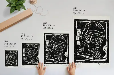 Stampa su tela illustrazione astratta di una testa di Egon Schiele da Die Aktion anno 6 n. 39/40 del 1916