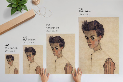 Foto su tela Autoritratto di Egon Schiele (1910)