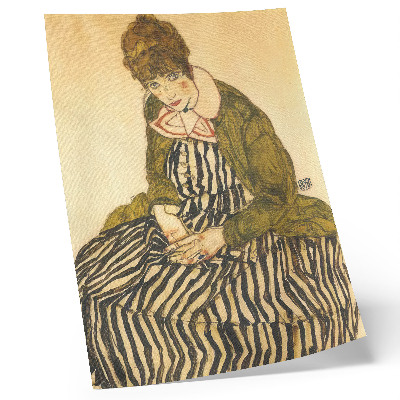 Poster Ritratto di Edith Schiele in abito a righe (1915) di Egon Schiele