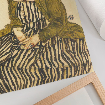 Poster Ritratto di Edith Schiele in abito a righe (1915) di Egon Schiele