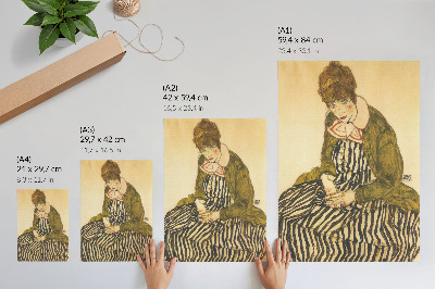 Poster Ritratto di Edith Schiele in abito a righe (1915) di Egon Schiele