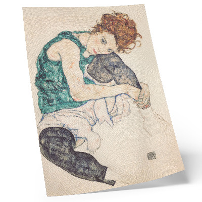 Foto su tela Donna seduta con il ginocchio alzato (1917) di Egon Schiele
