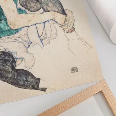 Foto su tela Donna seduta con il ginocchio alzato del 1917 di Egon Schiele