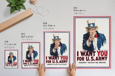 Poster Manifesto di ricerca per soldati americani, una litografia estetica di James Montgomery Flagg