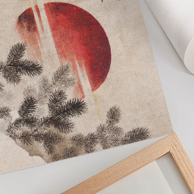 Poster Uccelli e tramonto di Katsushika Hokusai dall'Album di schizzi (1814), stampa xilografica giapponese d'epoca