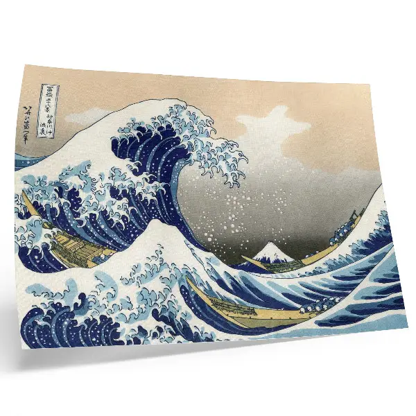 La Grande Onda di Kanagawa di Hokusai stampa xilografica ukiyo-e dai colori saturi