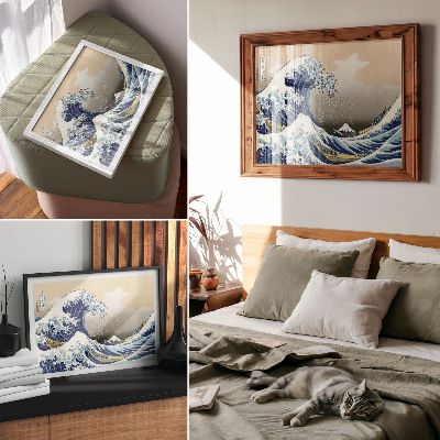Poster dai colori saturi La Grande Onda di Kanagawa (1760–1849) di Hokusai – Stampa xilografica giapponese ukiyo-e