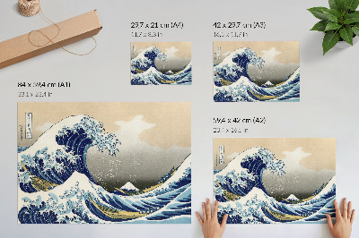 Poster dai colori saturi La Grande Onda di Kanagawa (1760–1849) di Hokusai – Stampa xilografica giapponese ukiyo-e