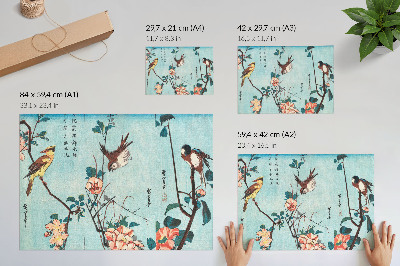 Poster murale di alta qualità Uccelli e fiori giapponesi (1833) – stampe xilografiche d'epoca di Utagawa Hiroshige