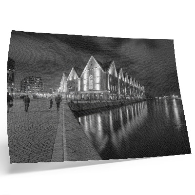 Poster murale di alta qualità Architettura monocromatica con riflessi nell'acqua