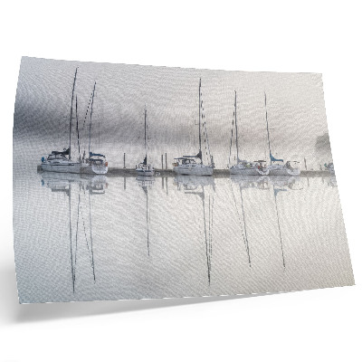 Poster murale di alta qualità Marina nebbiosa, yacht tranquilli, riflesso