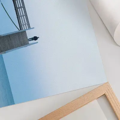 Poster murale di alta qualità con illustrazione minimalista di una persona sulle scale in architettura