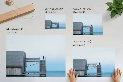 Poster murale di alta qualità con illustrazione minimalista di una persona sulle scale in architettura