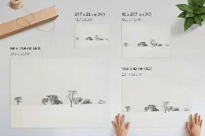 Stampa su tela moderna paesaggio minimalista con alberi invernali