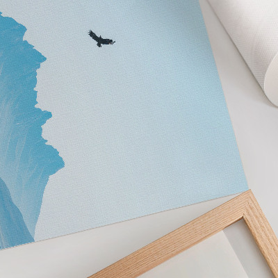 Poster Paesaggio minimalista con uccelli di montagna.