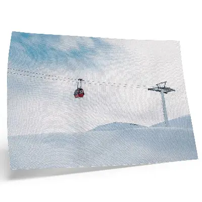 Stampa su tela moderna con montagna funivia e cielo dai colori dinamici