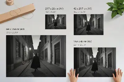 Poster strada buia con figura misteriosa dall'atmosfera nostalgica