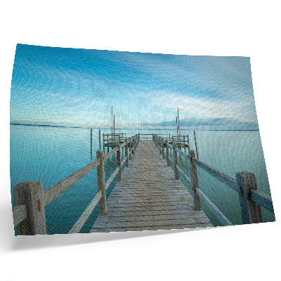 Poster Ponte sul lago, blu, pace, semplicità