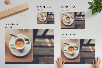 Stampa su tela moderna una tazza di espresso su un tavolo di legno