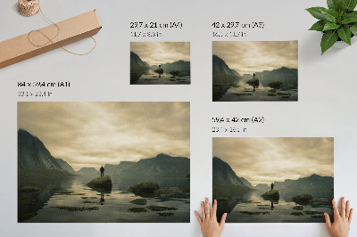 Poster Montagne lago persona pacifica armonia della natura