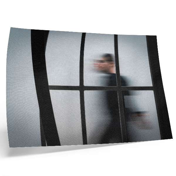 Poster murale di alta qualità Silhouette nera dietro una cornice di vetro, minimalismo grigio