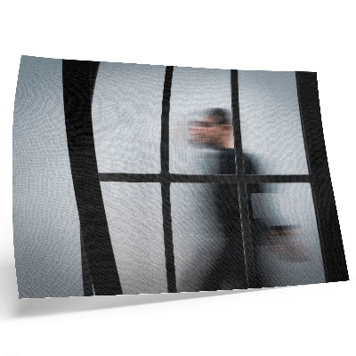 Poster murale di alta qualità Silhouette nera dietro una cornice di vetro, minimalismo grigio