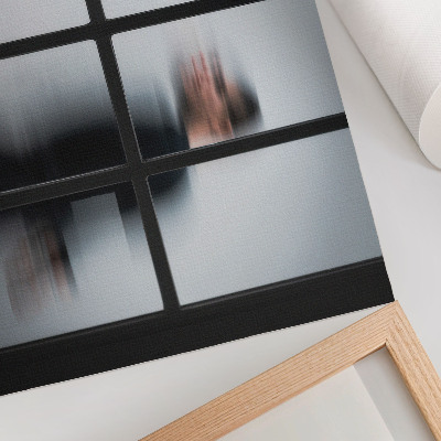 Poster murale di alta qualità Silhouette nera dietro una cornice di vetro, minimalismo grigio