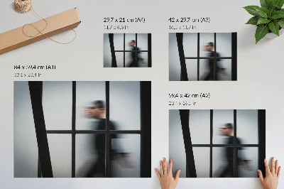Poster murale di alta qualità Silhouette nera dietro una cornice di vetro, minimalismo grigio