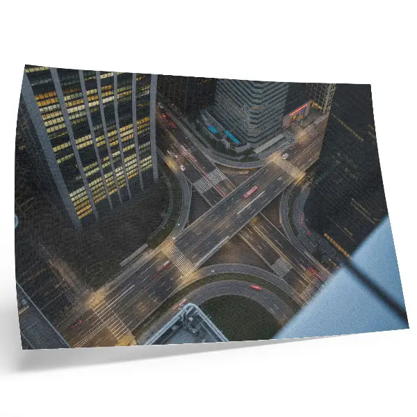 Stampa su tela moderna panorama notturno di una città vista dall'alto