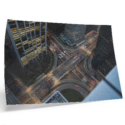 Stampa su tela moderna Panorama della città dall'alto, luci notturne, modernità