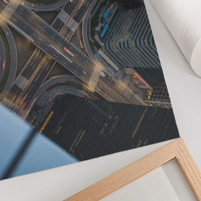 Stampa su tela moderna Panorama della città dall'alto, luci notturne, modernità