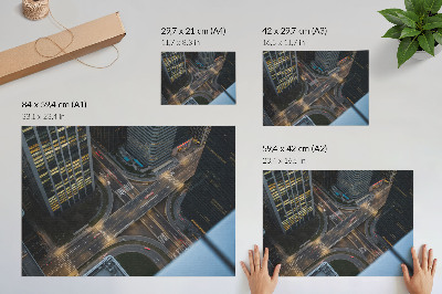 Stampa su tela moderna Panorama della città dall'alto, luci notturne, modernità