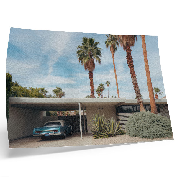 Stampa su tela moderna palme esotiche casa modernista auto d'epoca