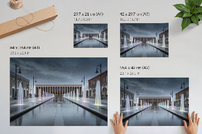 Poster Fontane e architettura, illuminazione moderna
