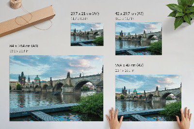 Stampa su tela moderna Ponte sul fiume, architettura storica, pace