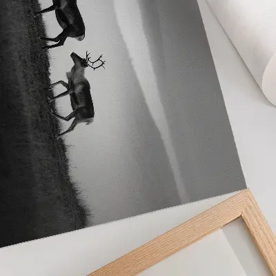 Poster murale di alta qualità renna su una collina con composizione minimalista