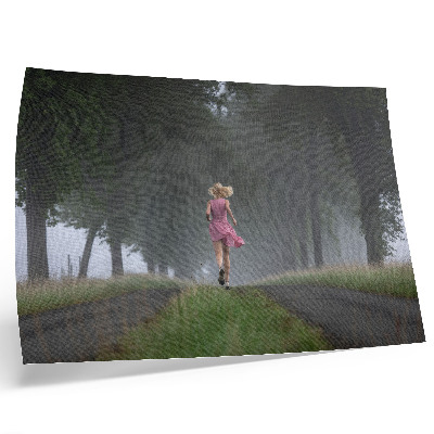 Poster murale di alta qualità figura in corsa vicolo nebbia alberi verde
