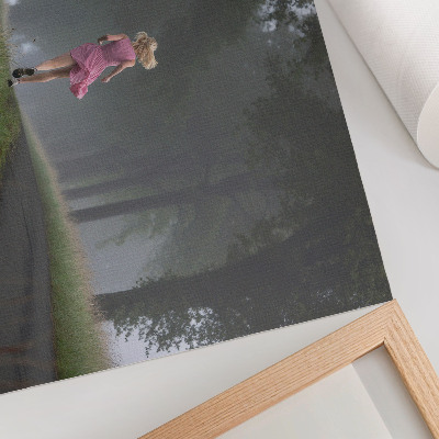 Poster murale di alta qualità figura in corsa vicolo nebbia alberi verde