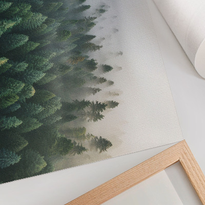 Stampa su tela moderna Foresta verde nella nebbia, suggestiva e misteriosa