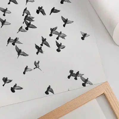 Poster murale di alta qualità uccelli in volo con eleganti armonie in bianco e nero