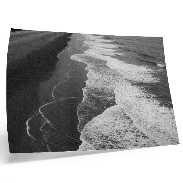 Stampa su tela moderna Onde bianche e nere, sabbia soffice, spiaggia tranquilla