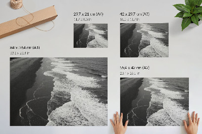 Stampa su tela moderna Onde bianche e nere, sabbia soffice, spiaggia tranquilla