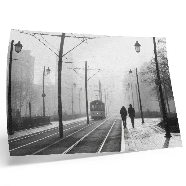 Stampa su tela moderna con nebbia, lampioni e atmosfera urbana