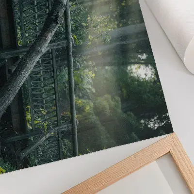 Poster ponte di legno immerso nel verde e nella luce del sole