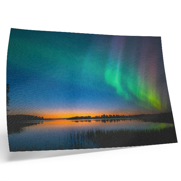 Poster murale di alta qualità Aurora boreale sul lago, un'atmosfera magica