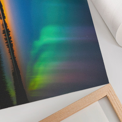 Poster murale di alta qualità Aurora boreale sul lago, un'atmosfera magica